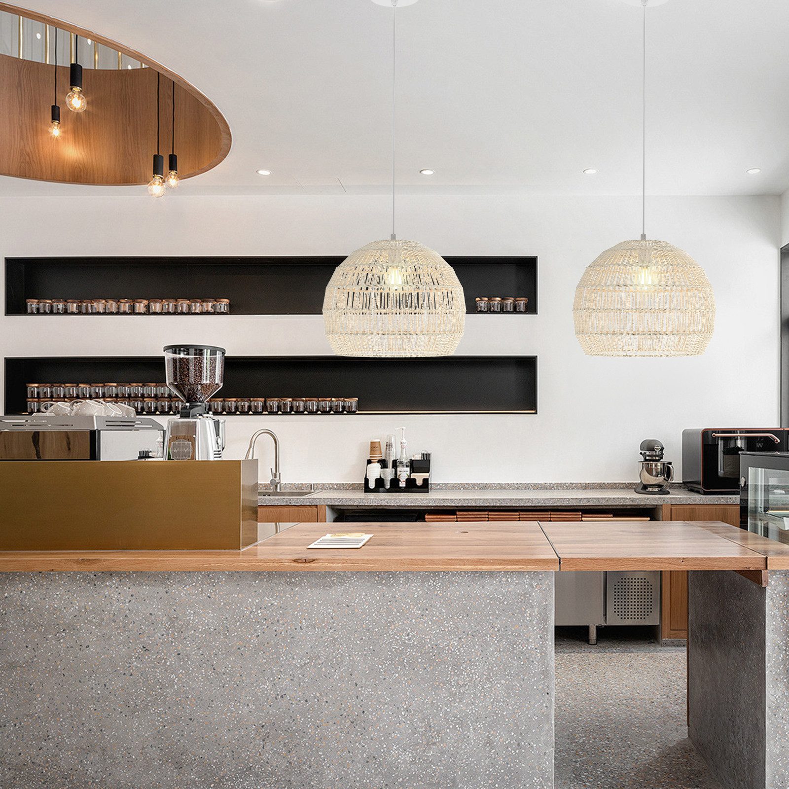 COSTWAY Deckenleuchten, geflochtene Pendelleuchte mit verstellbarer Aufhäng günstig online kaufen