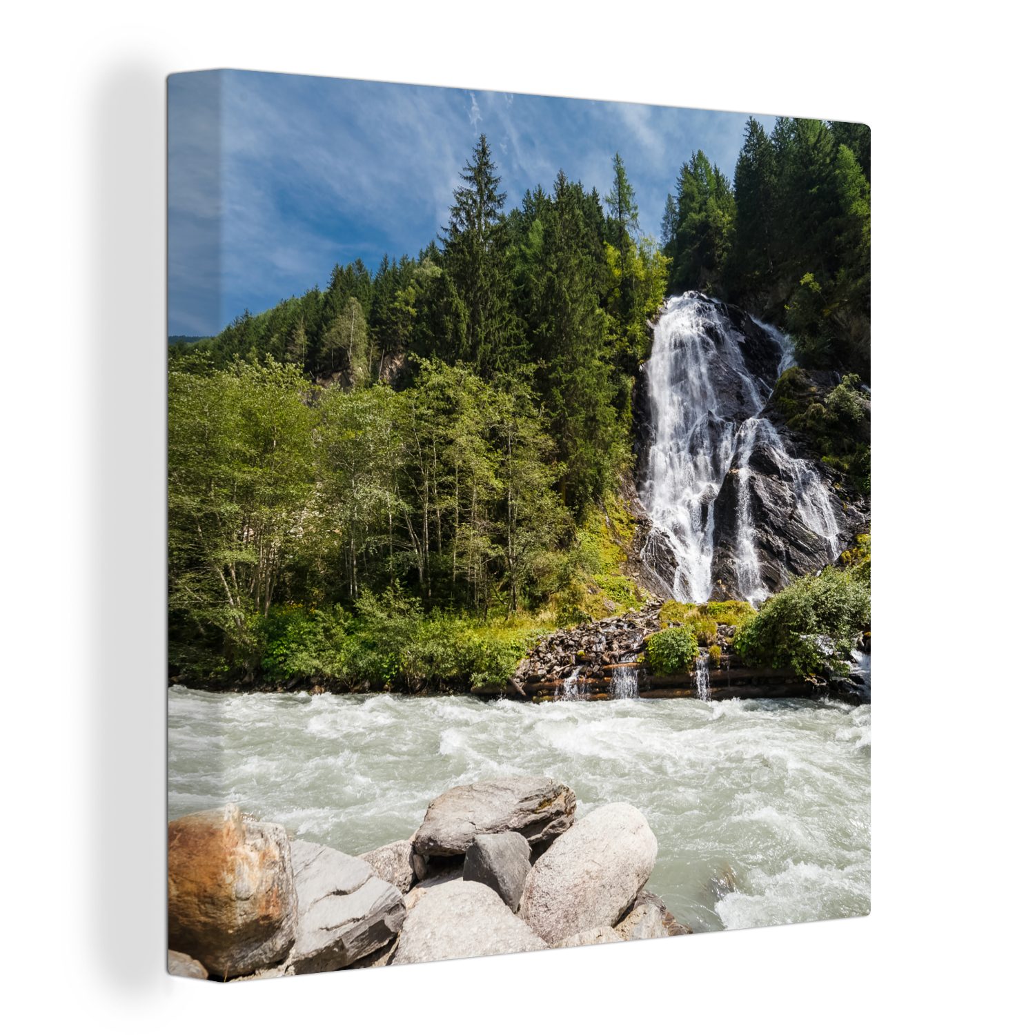 OneMillionCanvasses® Leinwandbild Wasserfall am Großglockner in Österreich, (1 St), Leinwand Bilder für Wohnzimmer Schlafzimmer