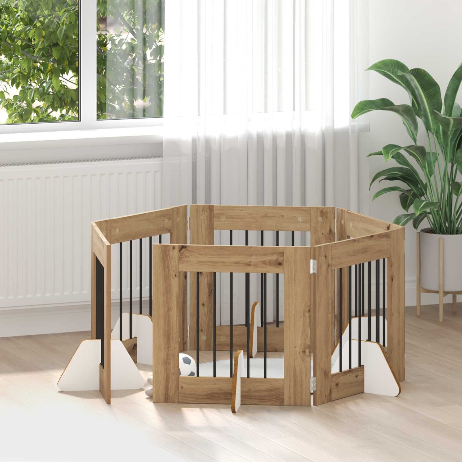 vidaXL Hundezwinger 60 x 60 cm Hunde Absperrgitter Freistehend Faltbar 6-teiliges Artisan-