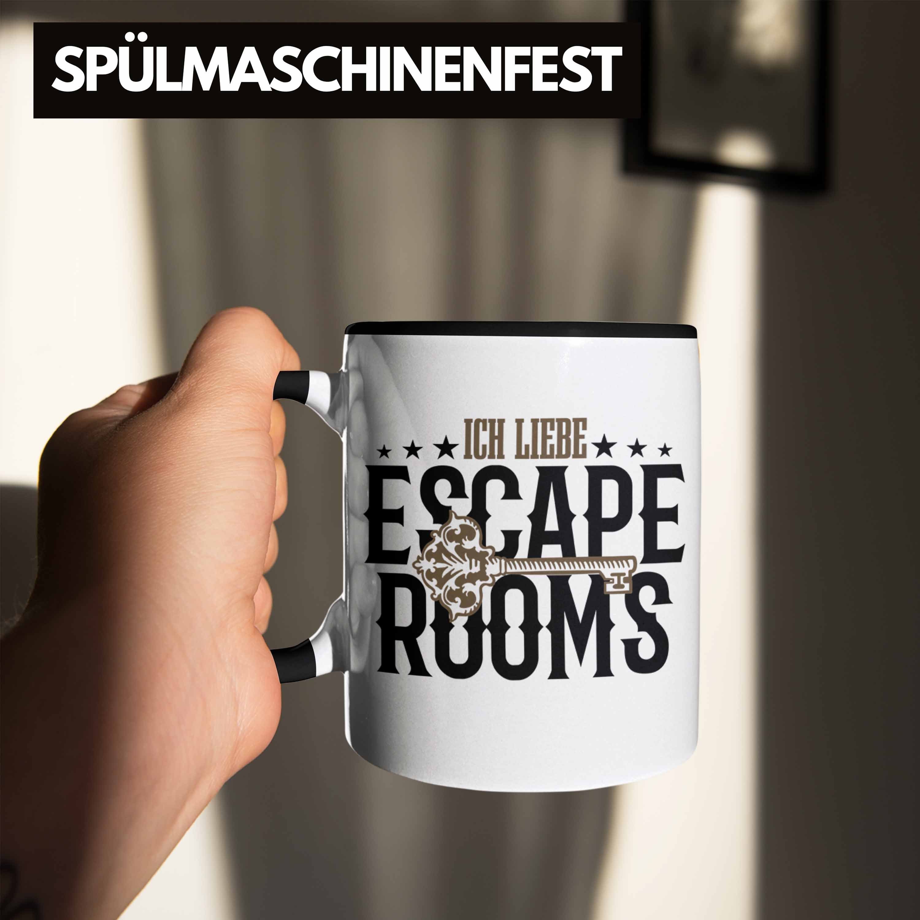 Trendation Tasse Escape Room Escape Schwarz Lustige Tasse Fans Room Geschenkidee
