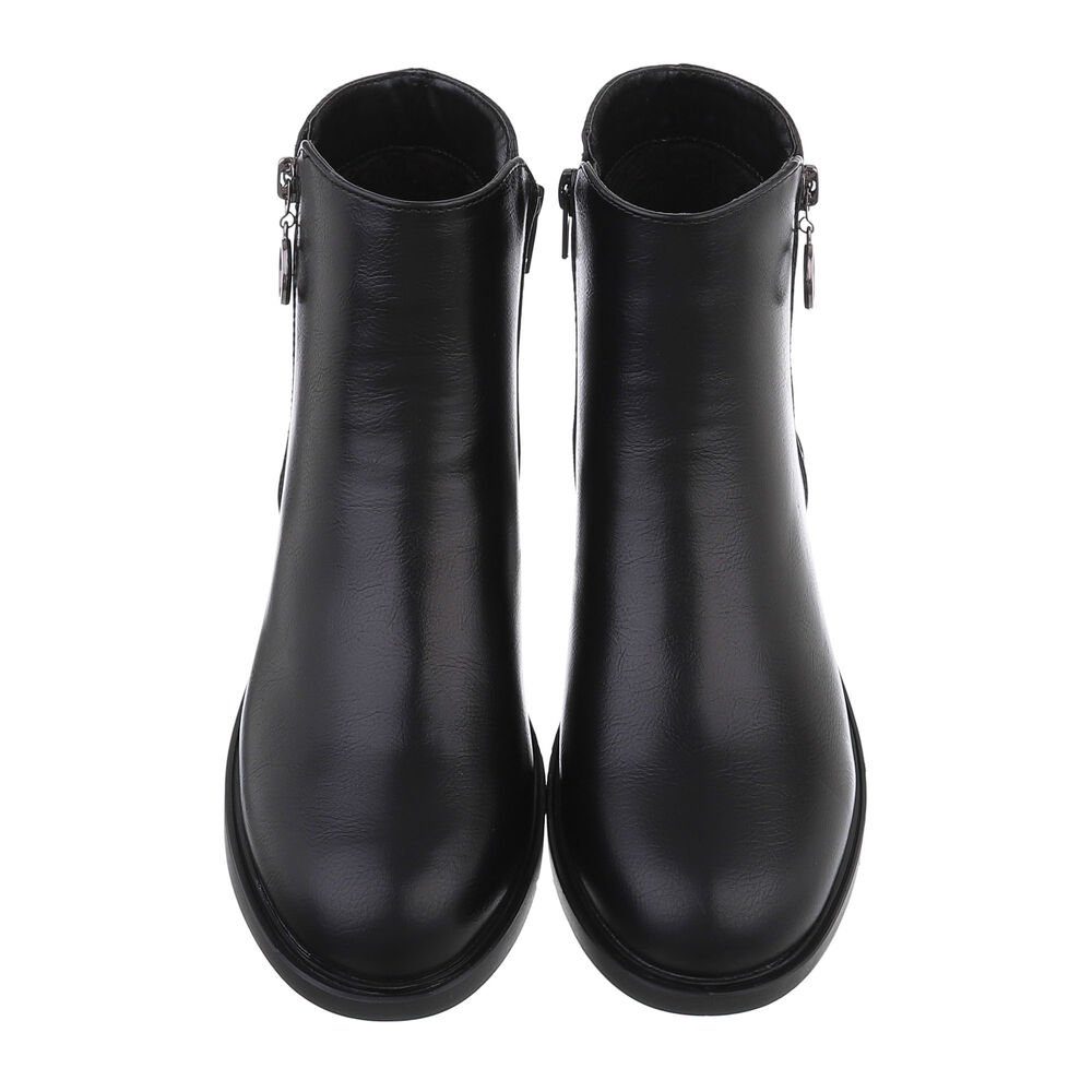 Ital-Design Damen Freizeit Stiefelette (84206540) Blockabsatz Flache Stiefeletten in Schwarz