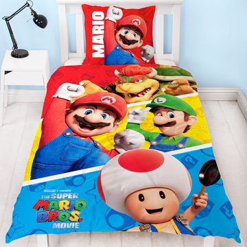 Kinderbettwäsche Super Mario Movie Bettwäsche Adventure Linon / Renforcé, BERONAGE, 100% Baumwolle, 2 teilig, 135x200 cm 80x80 cm