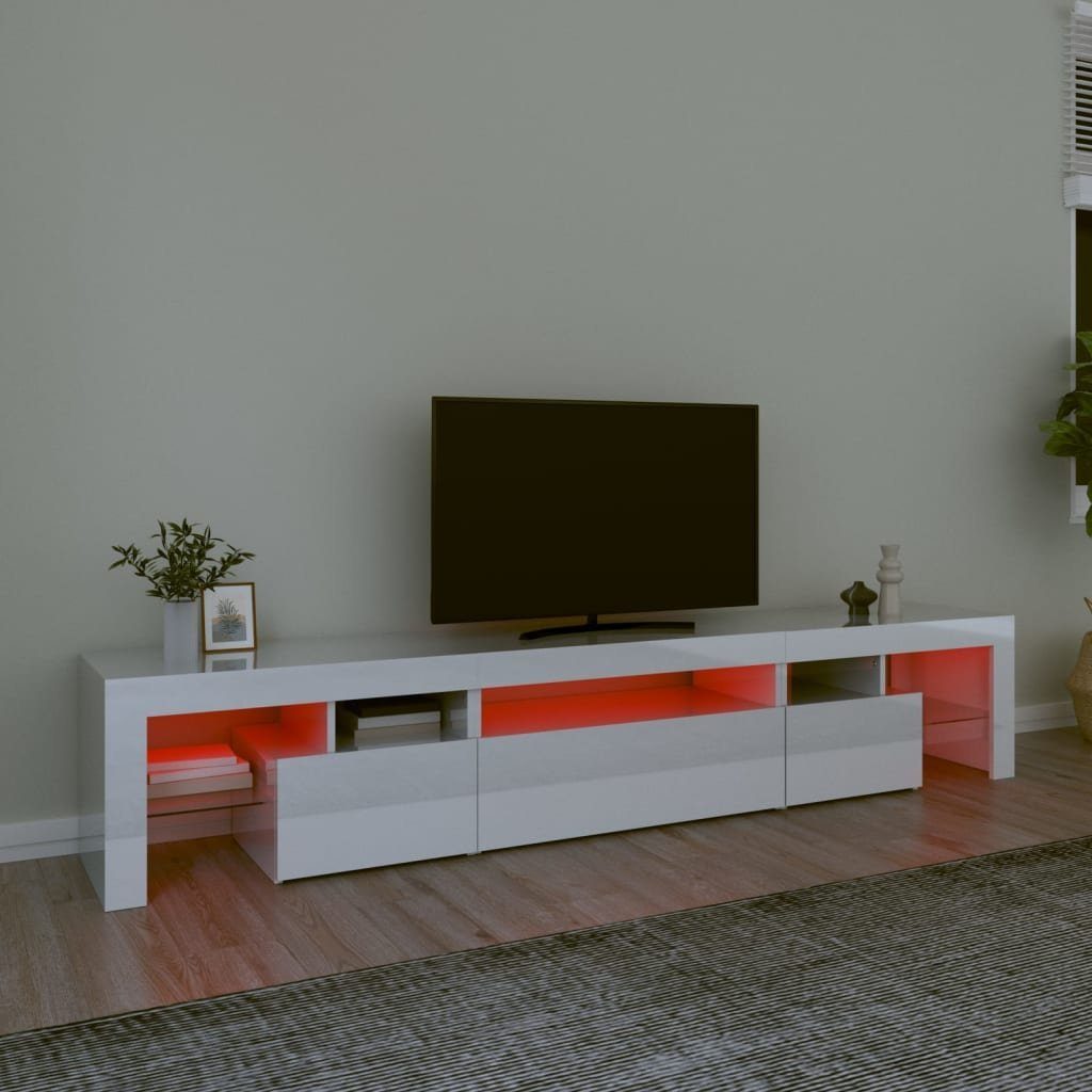 vidaXL mit TV-Schrank LED-Leuchten 215x36,5x40 Hochglanz-Weiß cm TV-Schrank (1-St)