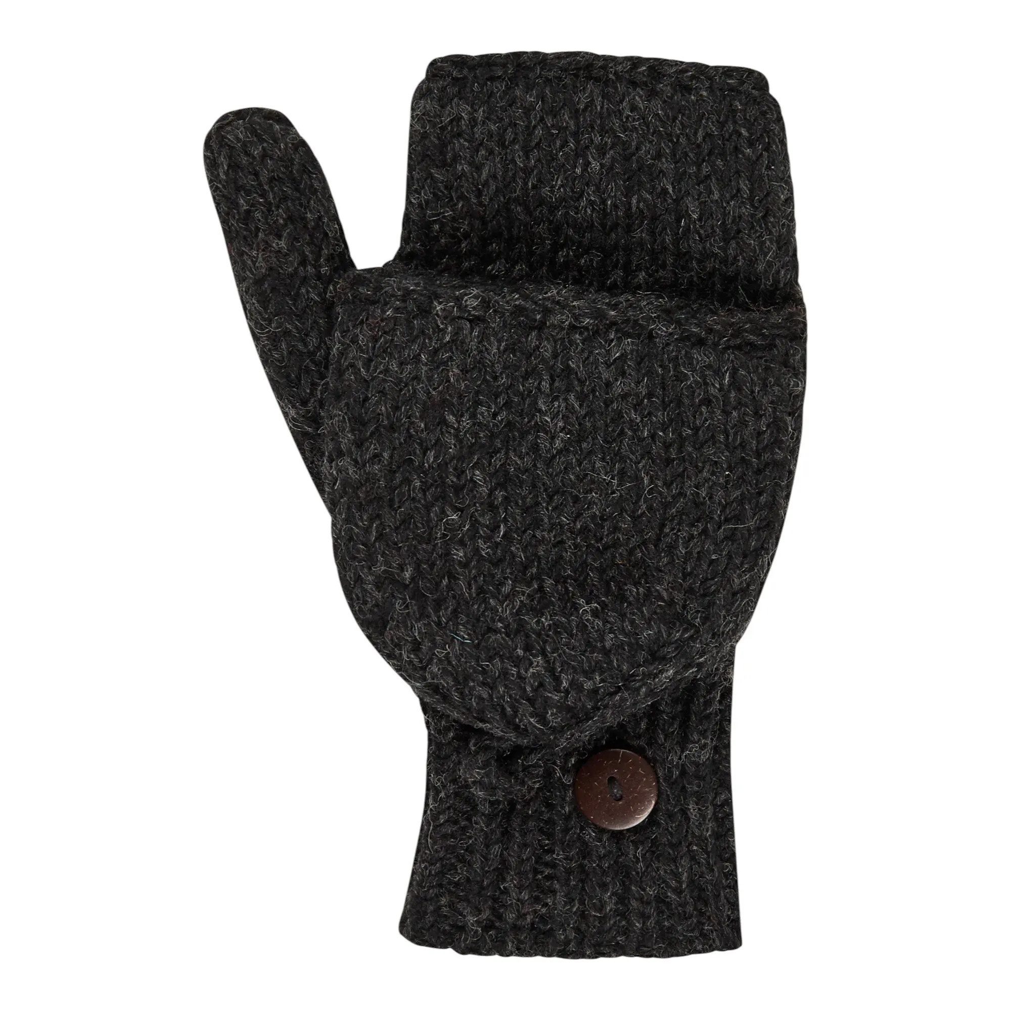THC Natural Line Strickhandschuhe THC Klapphandschuhe 509 anthrazit (1-St., 1 Paar) abklappbare Fingerspitzen