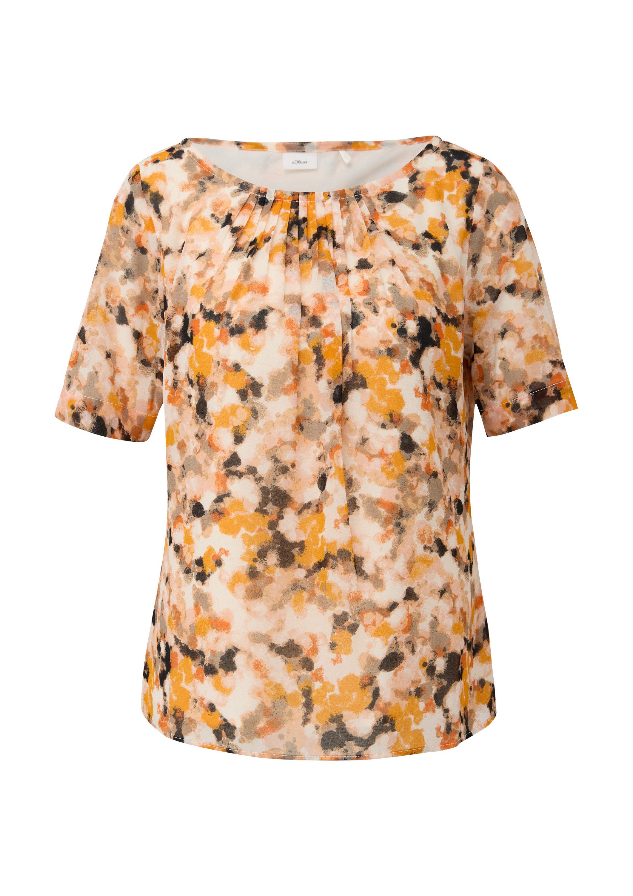 s.Oliver Kurzarmbluse Bluse Semitransparente Chiffon-Bluse