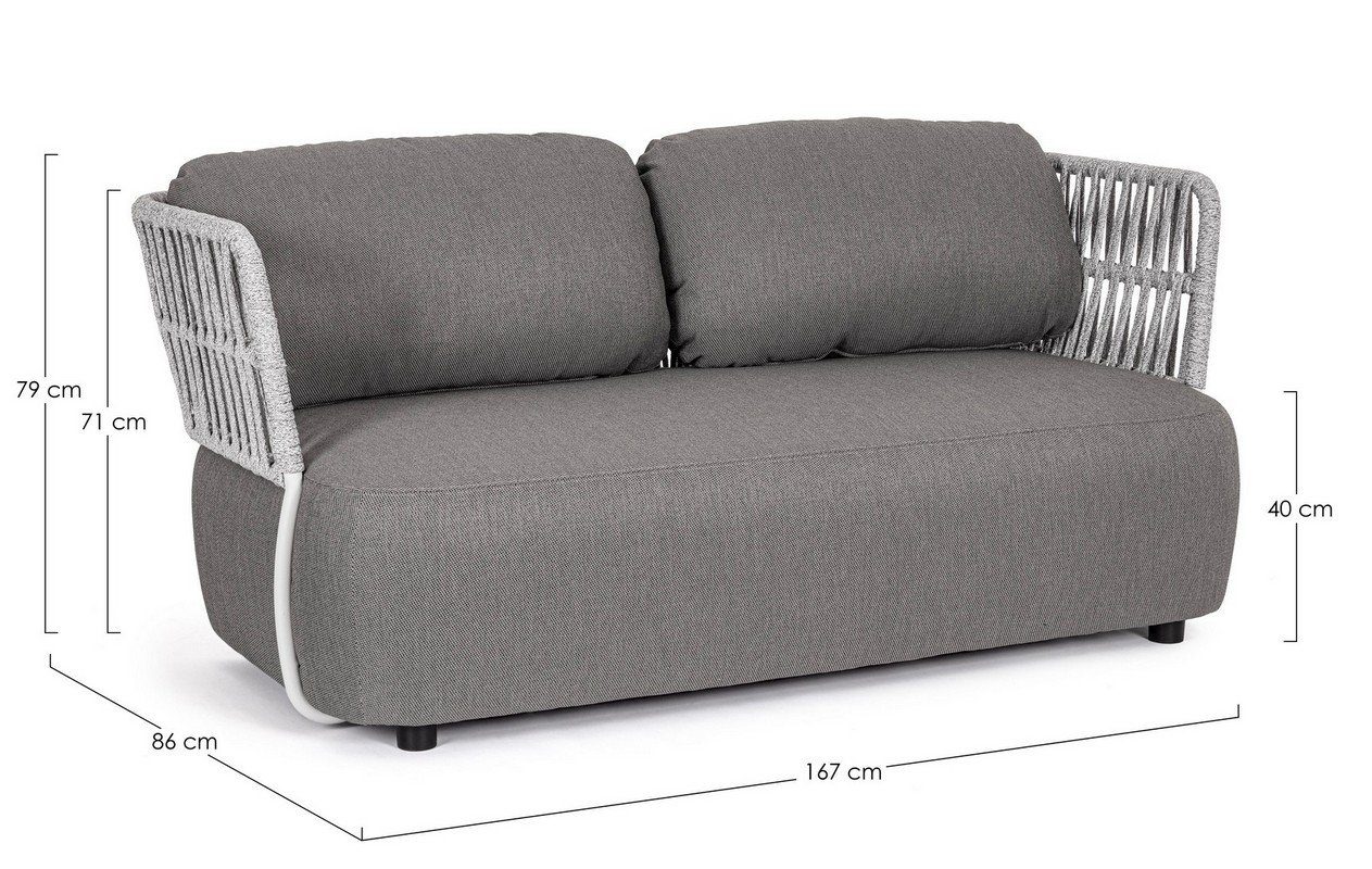 Sofa Seilgeflecht 167x86x79cm Sofa Couch Natur24 Palmer Sofa
