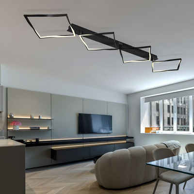 etc-shop LED Deckenleuchte, LED-Leuchtmittel fest verbaut, Warmweiß, LED Deckenleuchte Wohnzimmerlampe Metall schwarz L 178,5 cm