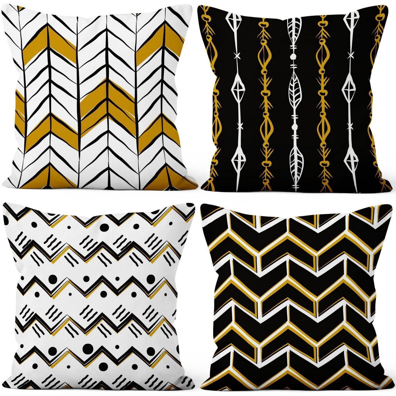 LuxusKollektion Kissenbezüge Kissenbezüge 4er Set geometrisch 50x50cm