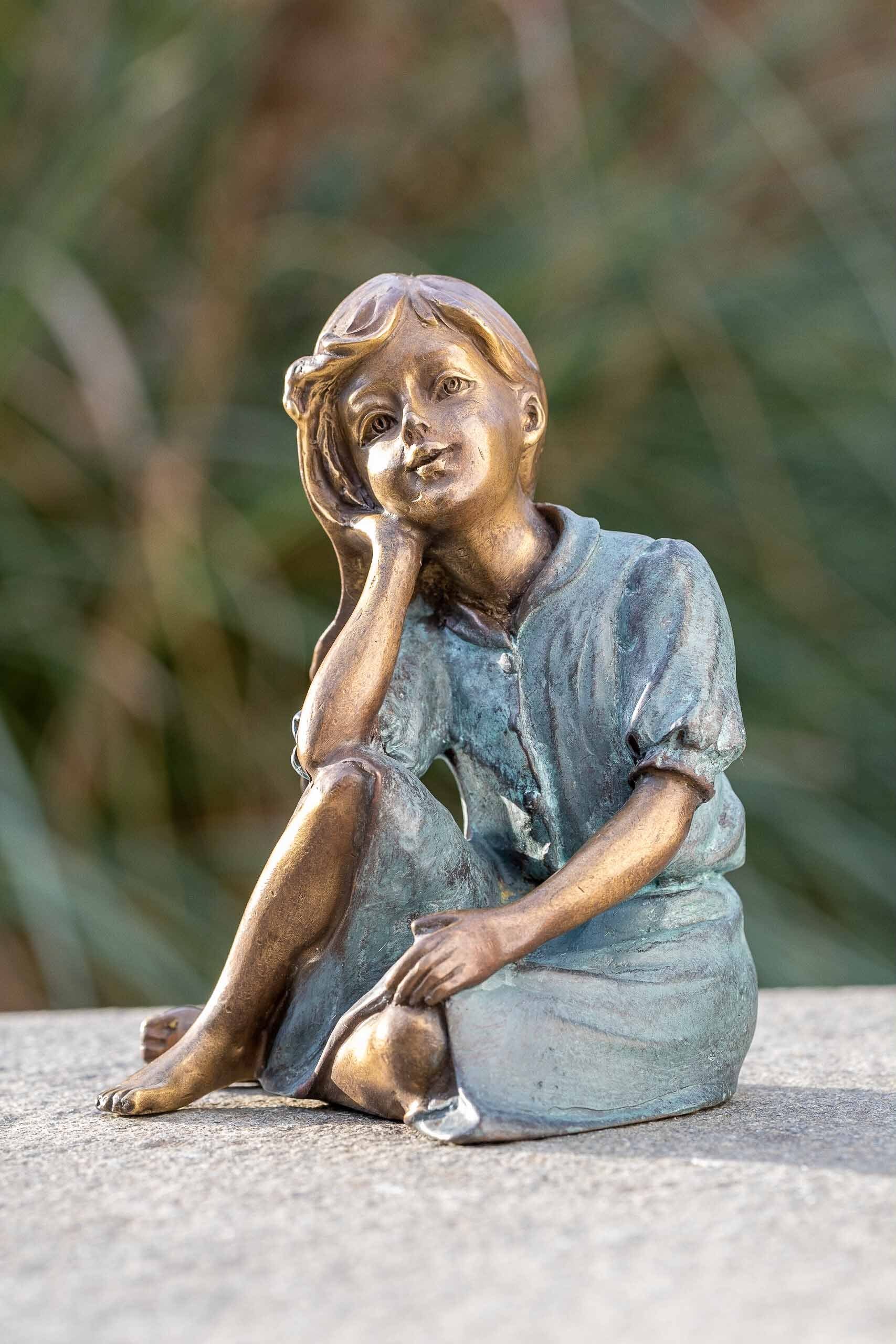 Bronze Mädchen, Bronze-Skulptur Aufblickendes Dekofigur IDYL IDYL