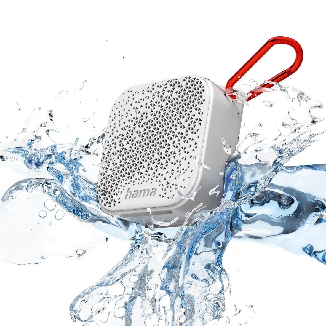 Hama Bluetooth Lautsprecher kabellos wasserdicht IPX7 Outdoor mit Akku Bluetooth-Lautsprecher (3,5 W) weiß