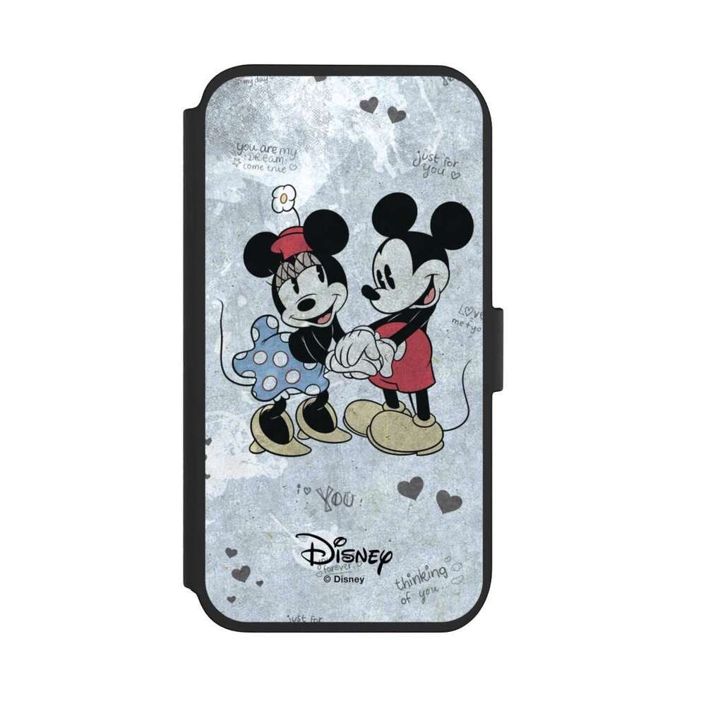 NIVOCASE Handyhülle Disney Vintage Mickey&Minnie In Love, Apple iPhone 11 Klapphülle Handyhülle aus Kunst Leder NIVOflip schwarz