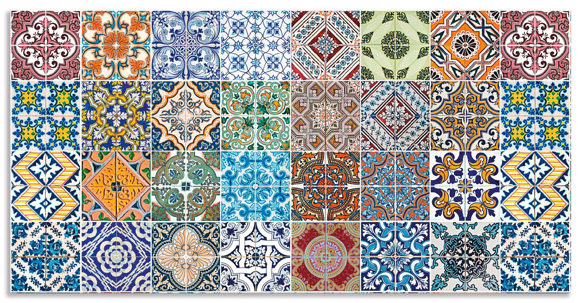 Artland Küchenrückwand "Gemusterte Keramikfliesen" Alu Spritzschutz mit Kle günstig online kaufen