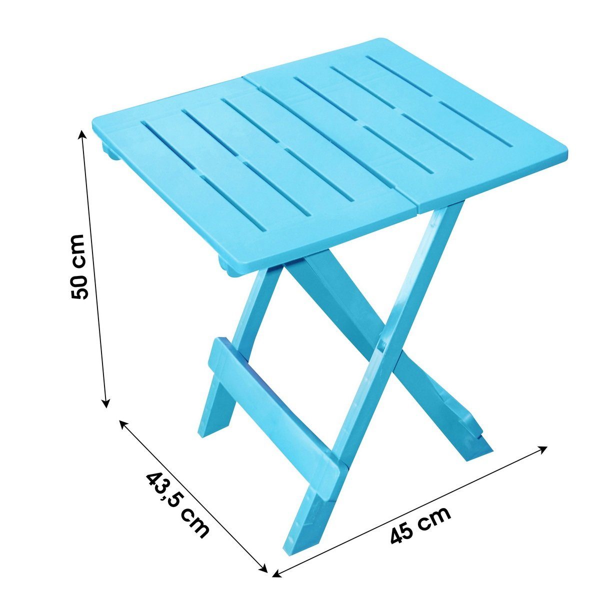 Ipae-Progarden Bistrotisch Campingtisch Klapptisch Camping-Tisch aus Hellblau Balkontisch, tragbar, 12 klappbar, kg Belastbarkeit max. Kunststoff
