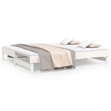 furnicato Bett Tagesbett Ausziehbar Weiß 2x(100x200) cm Massivholz Kiefer