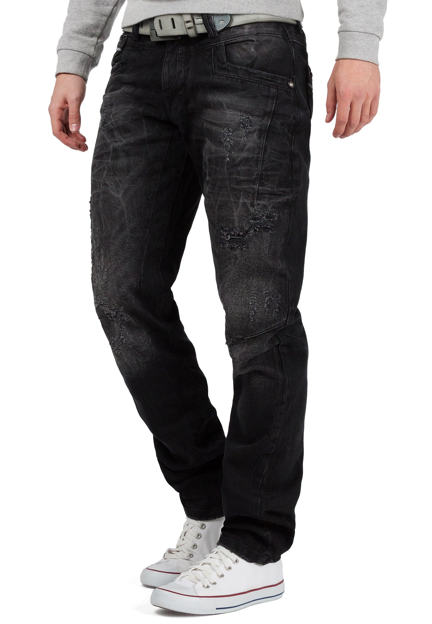 Cipo & Baxx Regular-fit-Jeans Freizeit Hose BA-CD104 Black (1-tlg) Destroye günstig online kaufen