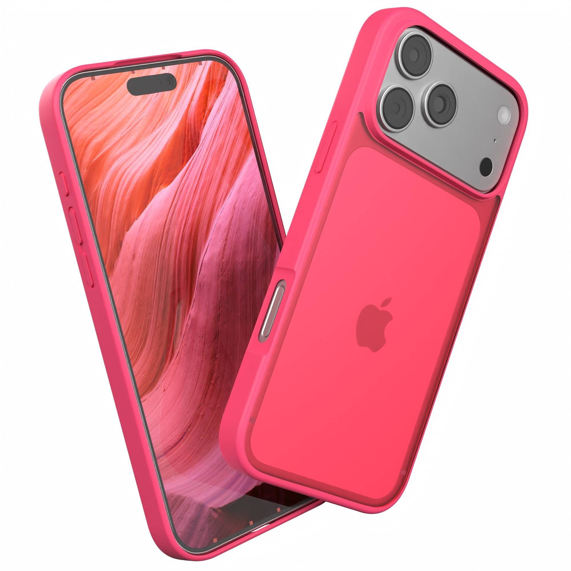 EAZY CASE Handyhülle Outdoor Case für Apple iPhone 17 Pro Max 6,9 Zoll, Outdoor Case Dünn Transparent mit Kameraschutz Back Cover Pink