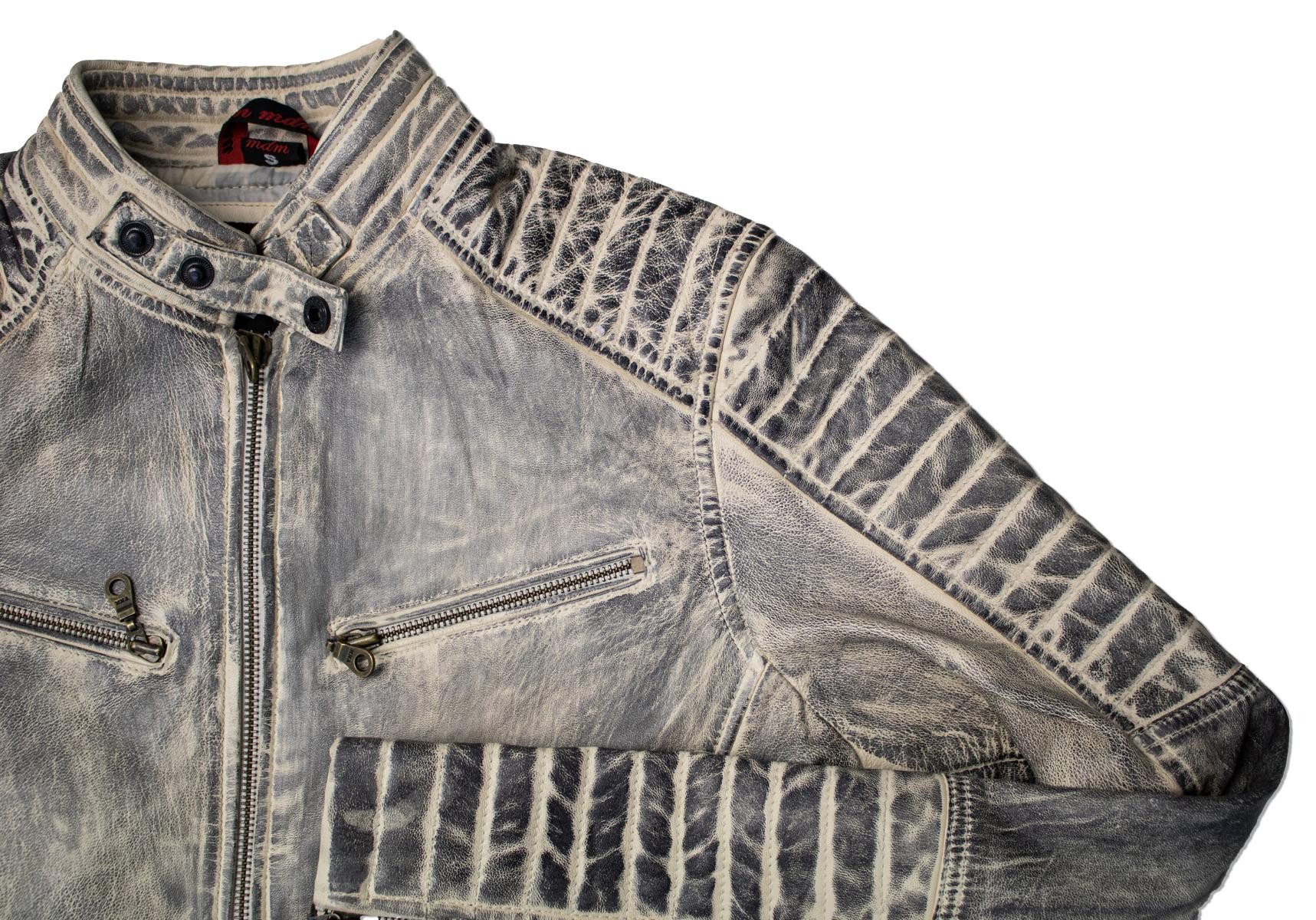 MDM Bikerjacke Herren Lamm Nappa Lederjacke Leichte Sommer Biker Lederjacke