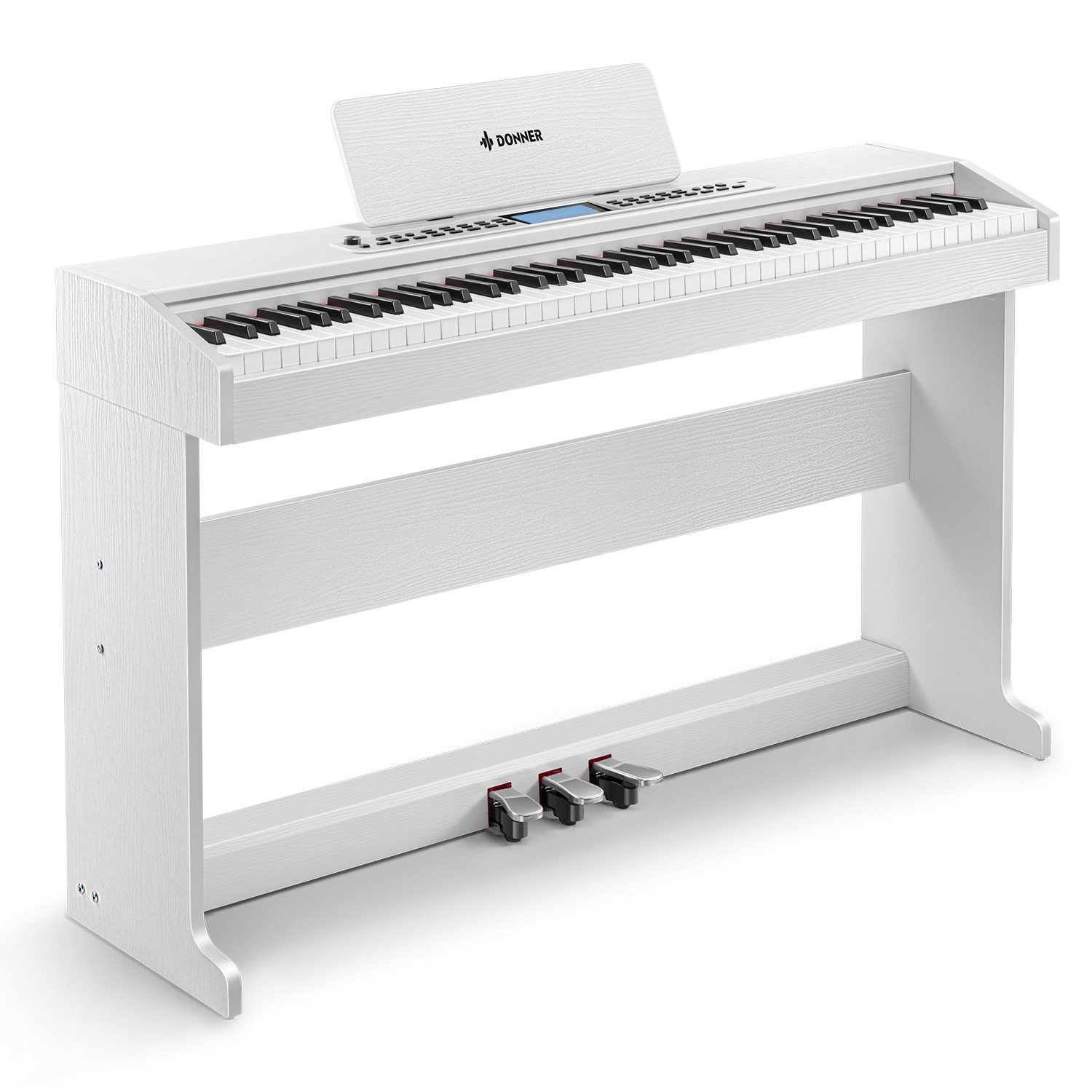 Donner Digitalpiano DDP-95 88 Tasten mit Hammergewicht 610 Soundvarianten Bluetooth (Set), Drahtlose Verbindung, Aufnahme 4,3-Zoll-LCD-Display