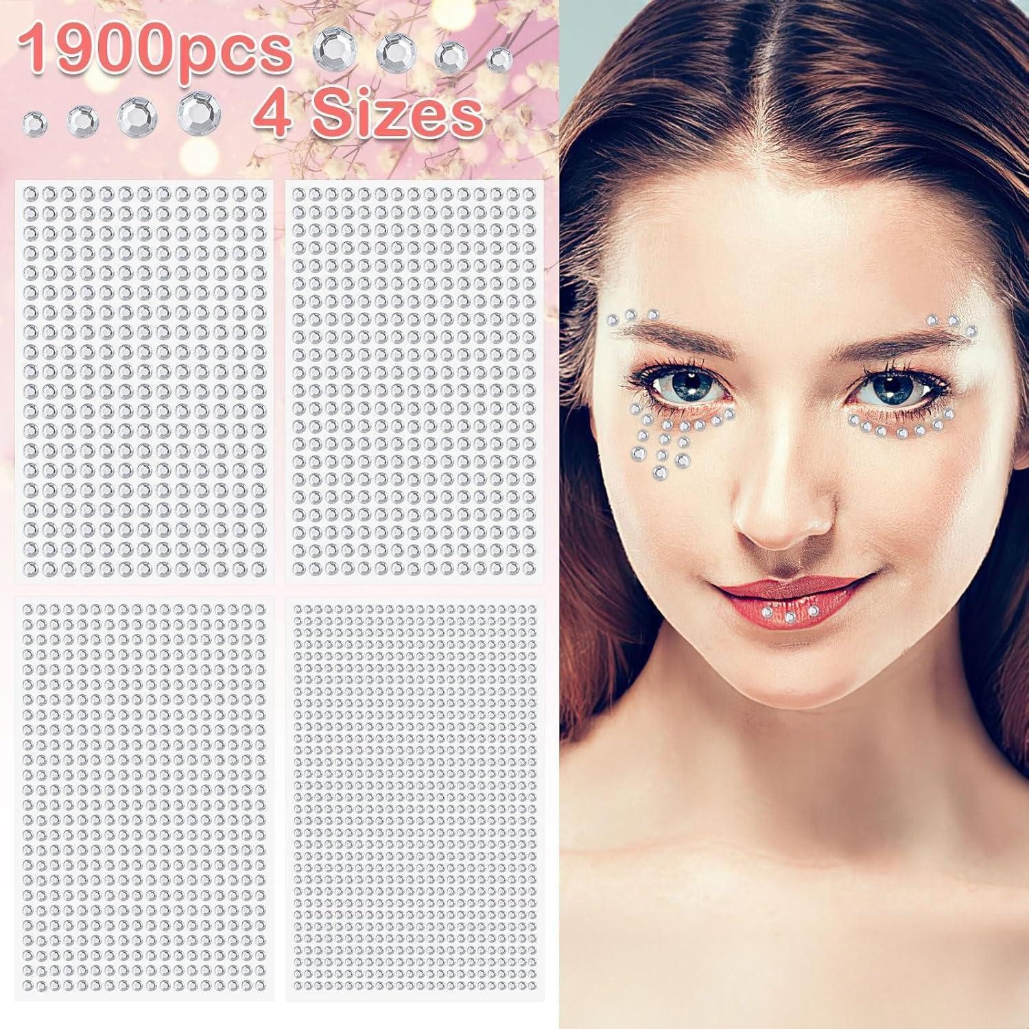 Weysoo Sticker Glitzersteine Selbstklebend 1900 Stück 3/4/5/6mm Rund Aufkleber Kinder