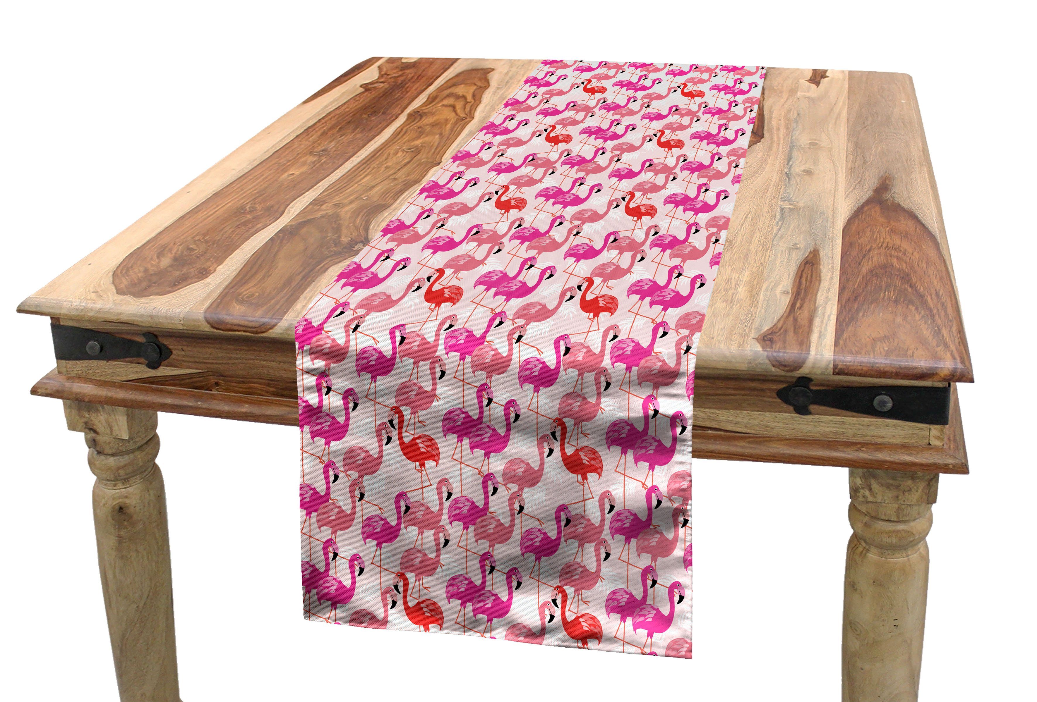 Abakuhaus Tischläufer Esszimmer Küche Rechteckiger Dekorativer Tischläufer, Flamingo Exotische Langbeinige Tiere