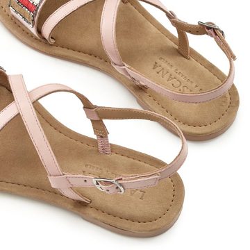 LASCANA Sandale Sandalette, Sommerschuh aus Leder mit dekorativem Band