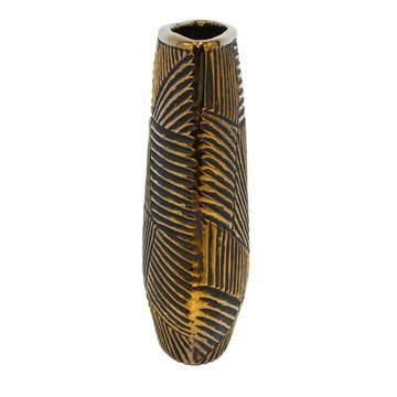 Dekohelden24 Dekovase Edle hochwertige schmale Keramik Vase in gold-schwarz, verschiedene (1 Vase, 1 St)