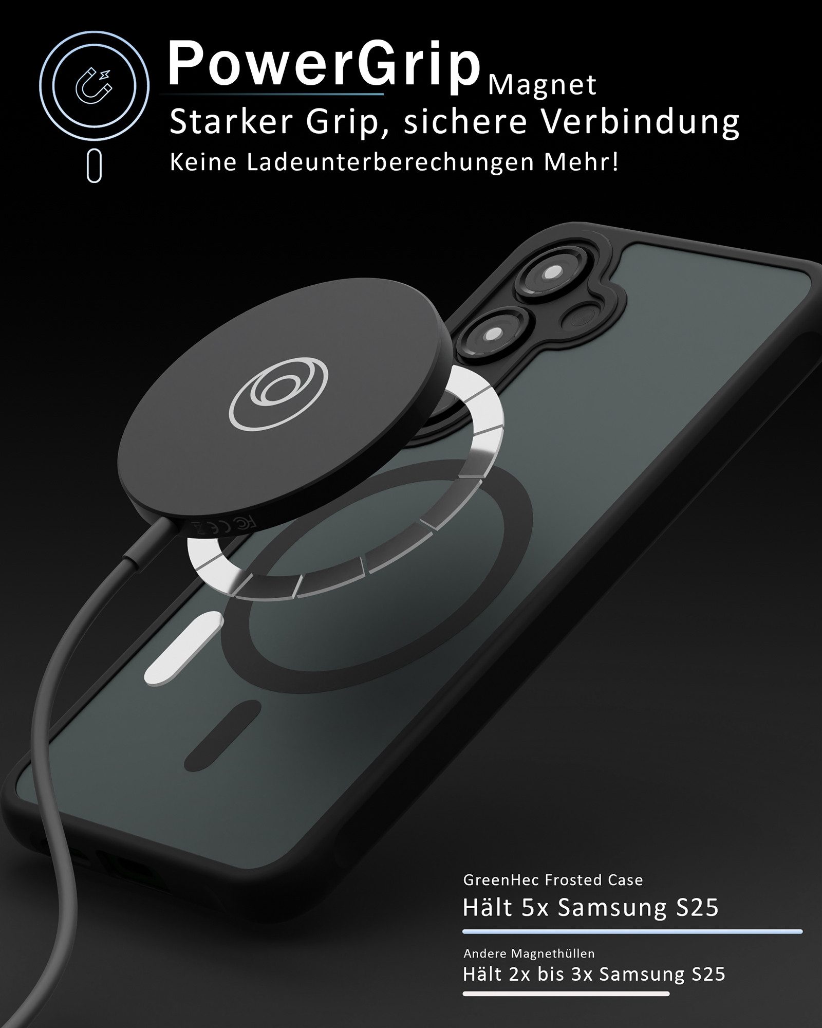 GreenHec Handyhülle Hülle Samsung S26 S25 S24 S23 S22 + Ultra FE MagSafe Case Magnet Black, Schwarz Cover Magnetische Schutz HandyHülle für Galaxy Ultra Plus EDGE