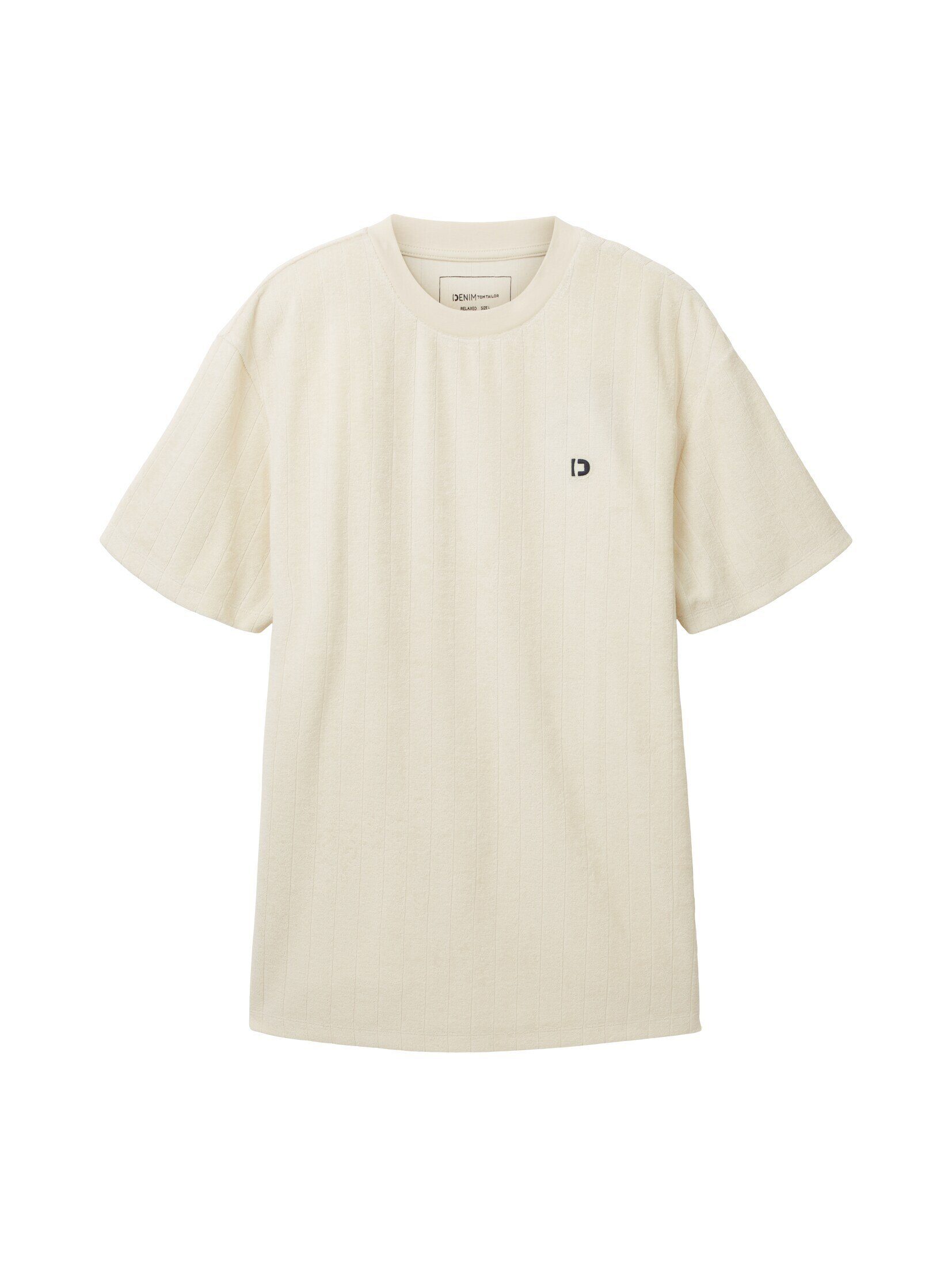 TOM TAILOR Denim T-Shirt jacquard aus Frottee Basic towelling T-Shirt stripe