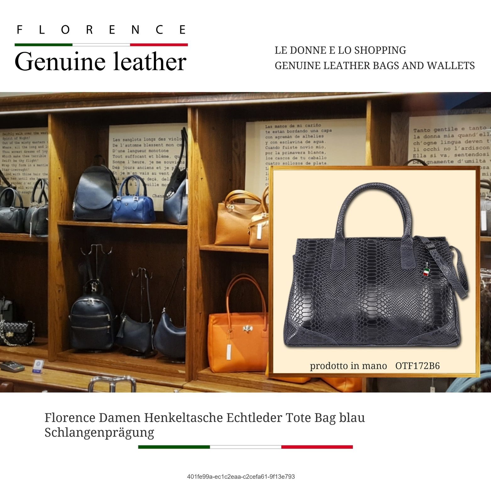 FLORENCE Henkeltasche Florence Damen Henkeltasche Echtleder (Henkeltasche, Henkeltasche), Damen Tasche Echtes Leder dunkelblau