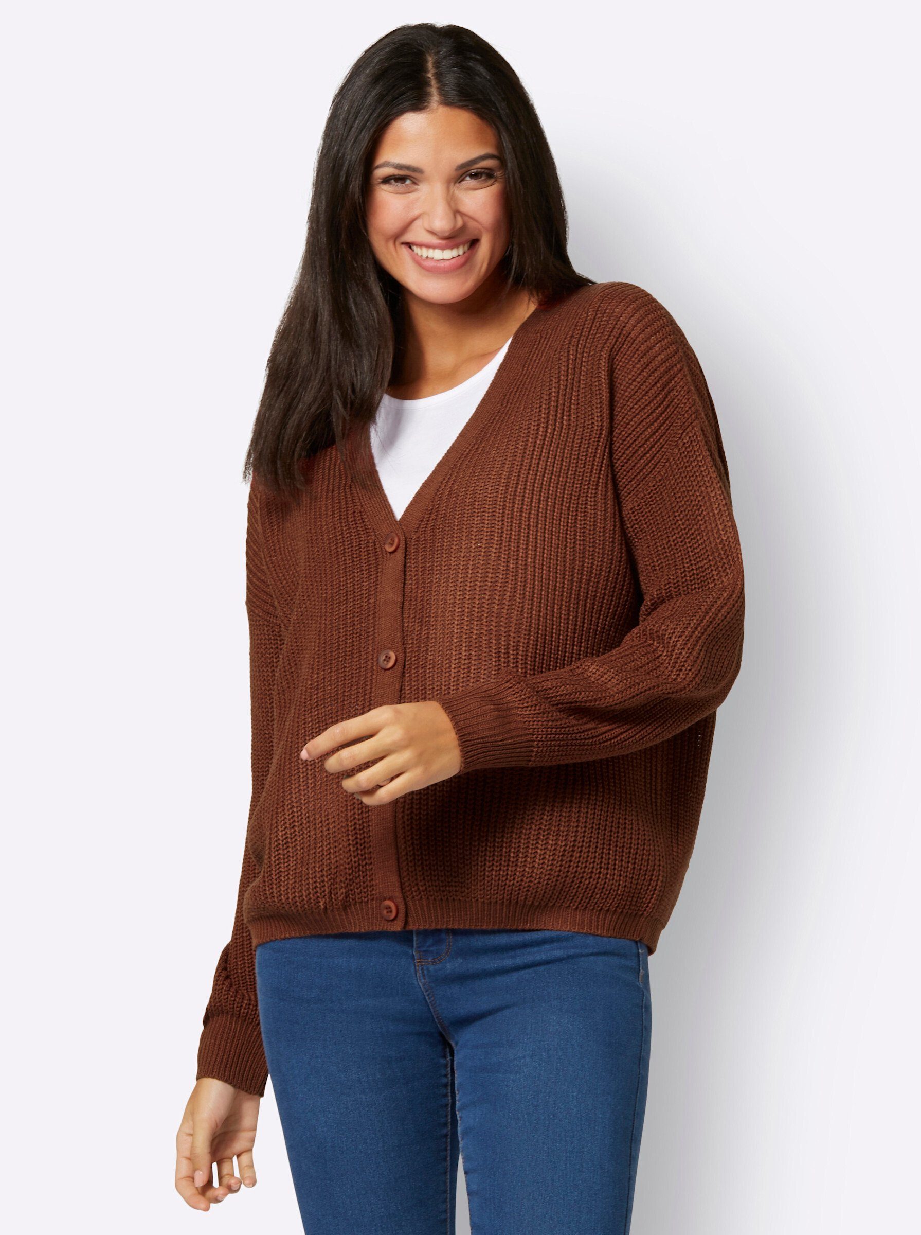 Sieh an! Strickjacke rotbraun