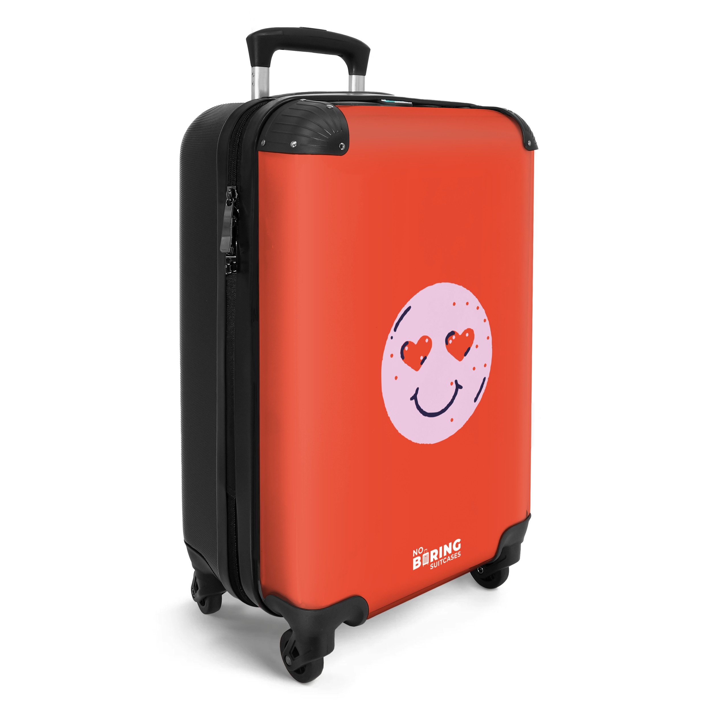 NoBoringSuitcases.com© Hartschalen-Trolley Rotes und rosafarbenes Smiley-Ge günstig online kaufen