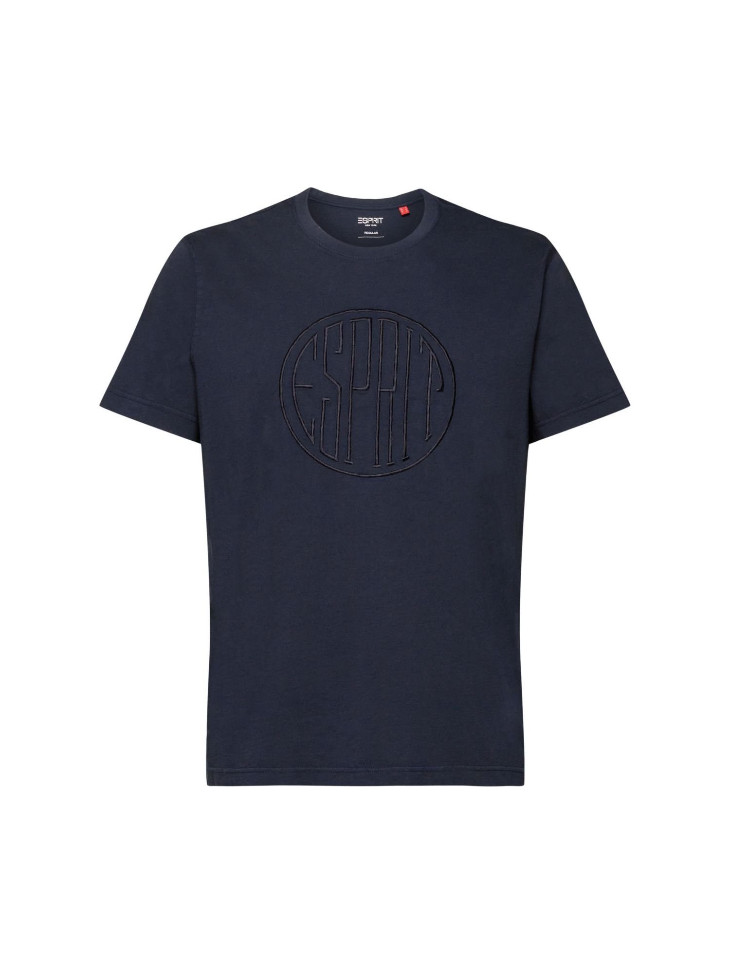 Esprit T-Shirt T-Shirt mit Sticklogo, NAVY 100 % (1-tlg) Bio-Baumwolle