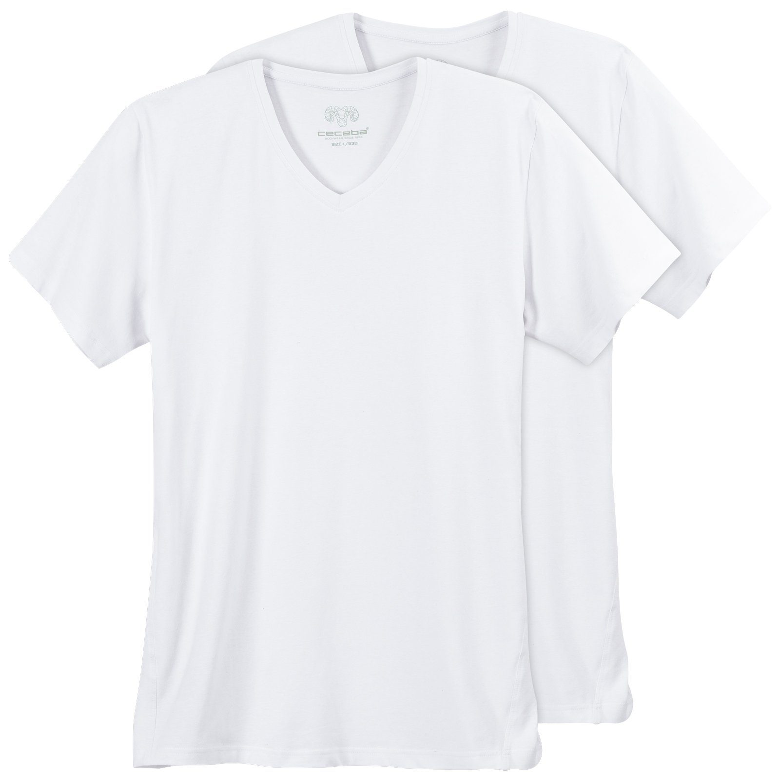 V-Shirt Ceceba XXL V-Neck T-Shirt Konvex 2er-Pack weiß