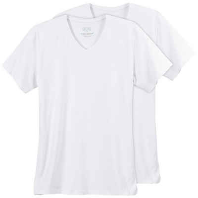 CECEBA V-Shirt Große Größen V-Neck Bauchschnitt T-Shirt 2er-Pack weiß Ceceba