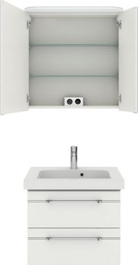 Saphir Badmöbel-Set Balto Sprint 2-teilig, Mineralmarmor-Waschtisch mit LED-Spiegelschrank, (2-St), Badezimmer Set inkl. Türdämpfer, 70 cm breit, 2 Türen, 2 Schubladen