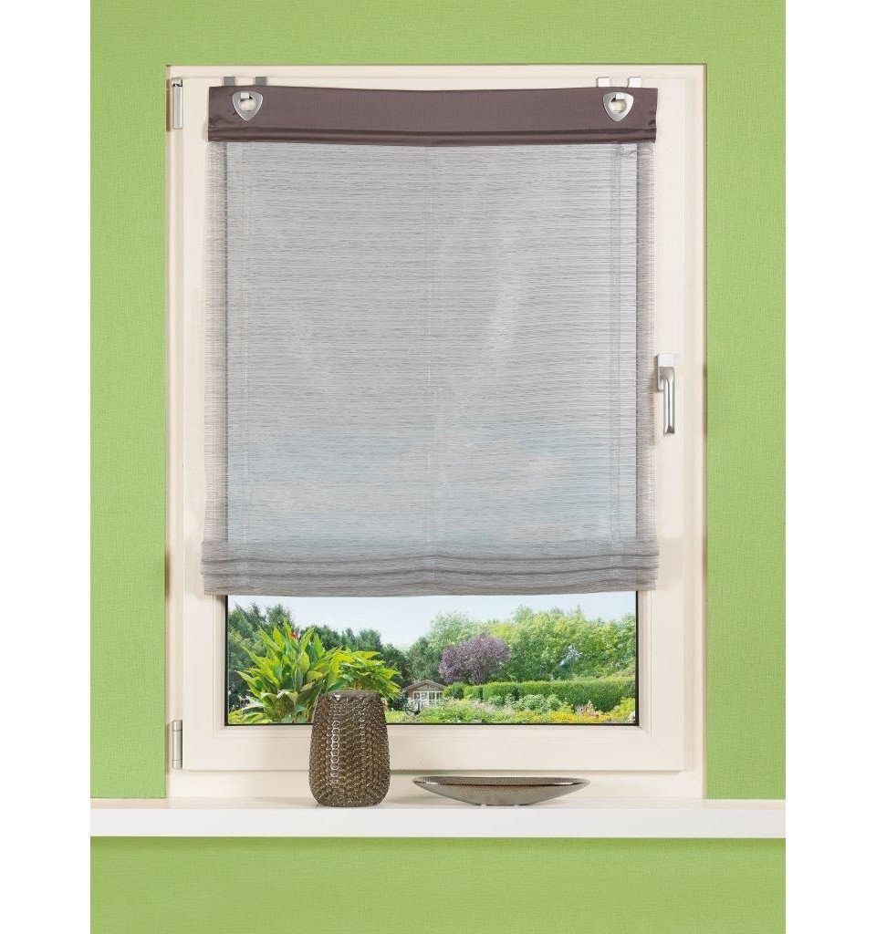 HOME WOHNIDEEN Raffrollo Home Wohnideen Raffrollo Effekt Voile anthrazit günstig online kaufen