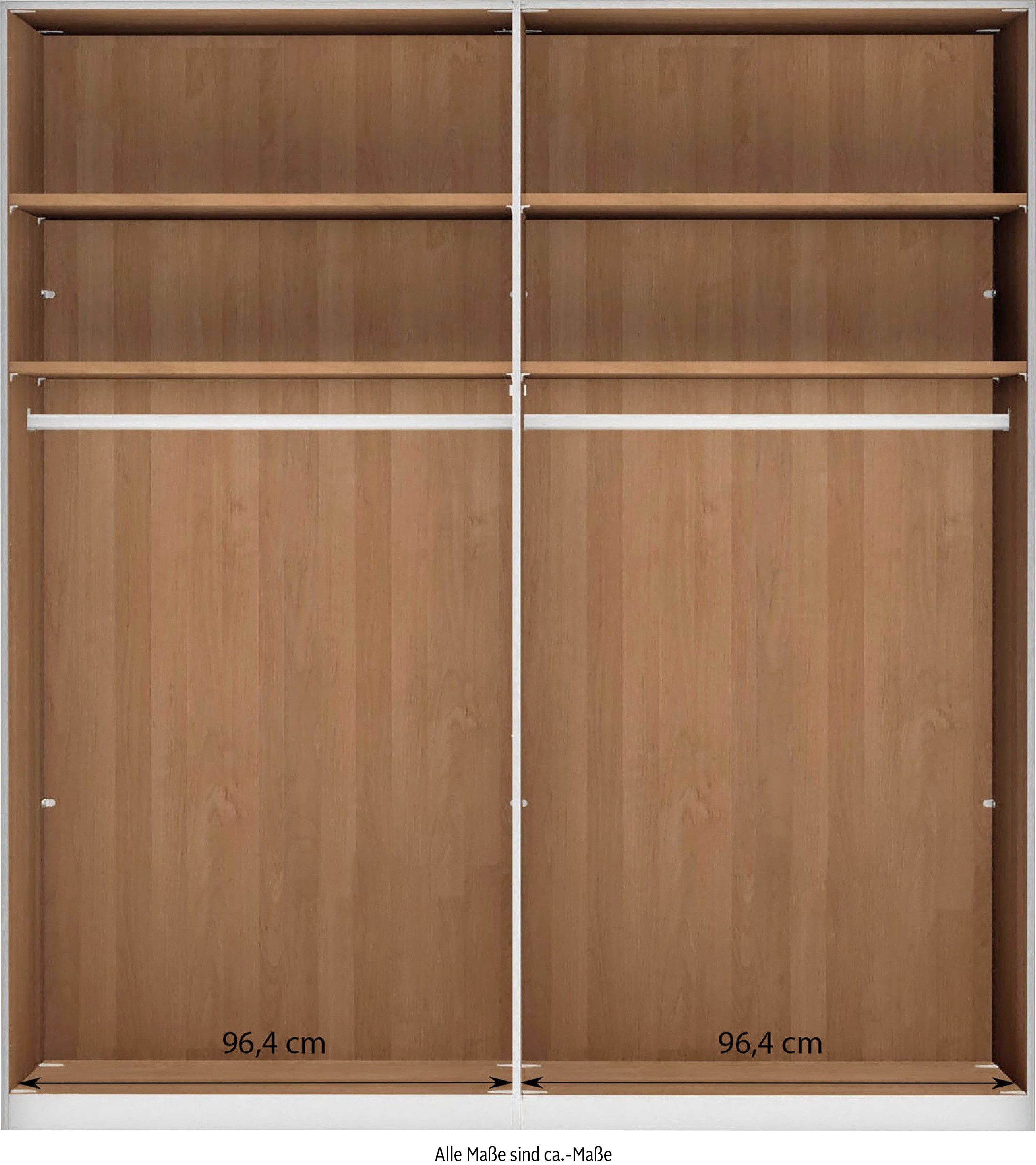 WIEMANN Kleiderschrank Cardiff, Massivholztüren in Kombination mit Glas- oder Spiegeltüren (4 Breiten, 2 Höhen 216/236cm auswählbar) hochwertiges Design in langlebiger Qualität, viel Stauraum