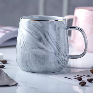 FELIXLEO Becher Kaffeetassen Kaffeebecher Porzellan Goldrand grau Frühstückstasse