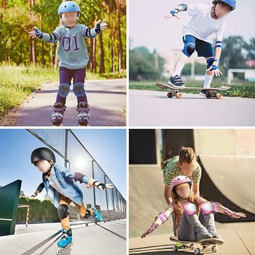 CoolBlauza Kinderfahrradhelm 7 in 1 Kinder Skaterhelm (mit Knieschoner Ellenbogenschoner Handgelenkschützer), für Jungen-Mädchen-Skateboard-Fahrrad-Skate Rollerskates
