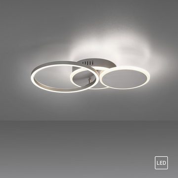 SellTec LED Deckenleuchte LED Deckenleuchte BAIKAL rund, An/Aus, 1xLED-Board/36,00Watt, warmweiß, Lichtfarbe warmweiß, Deckenlampe Ringe silber