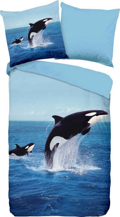 Wendebettwäsche Orca, PURE luxury collection, Renforcé, 2 teilig, mit Walfischen