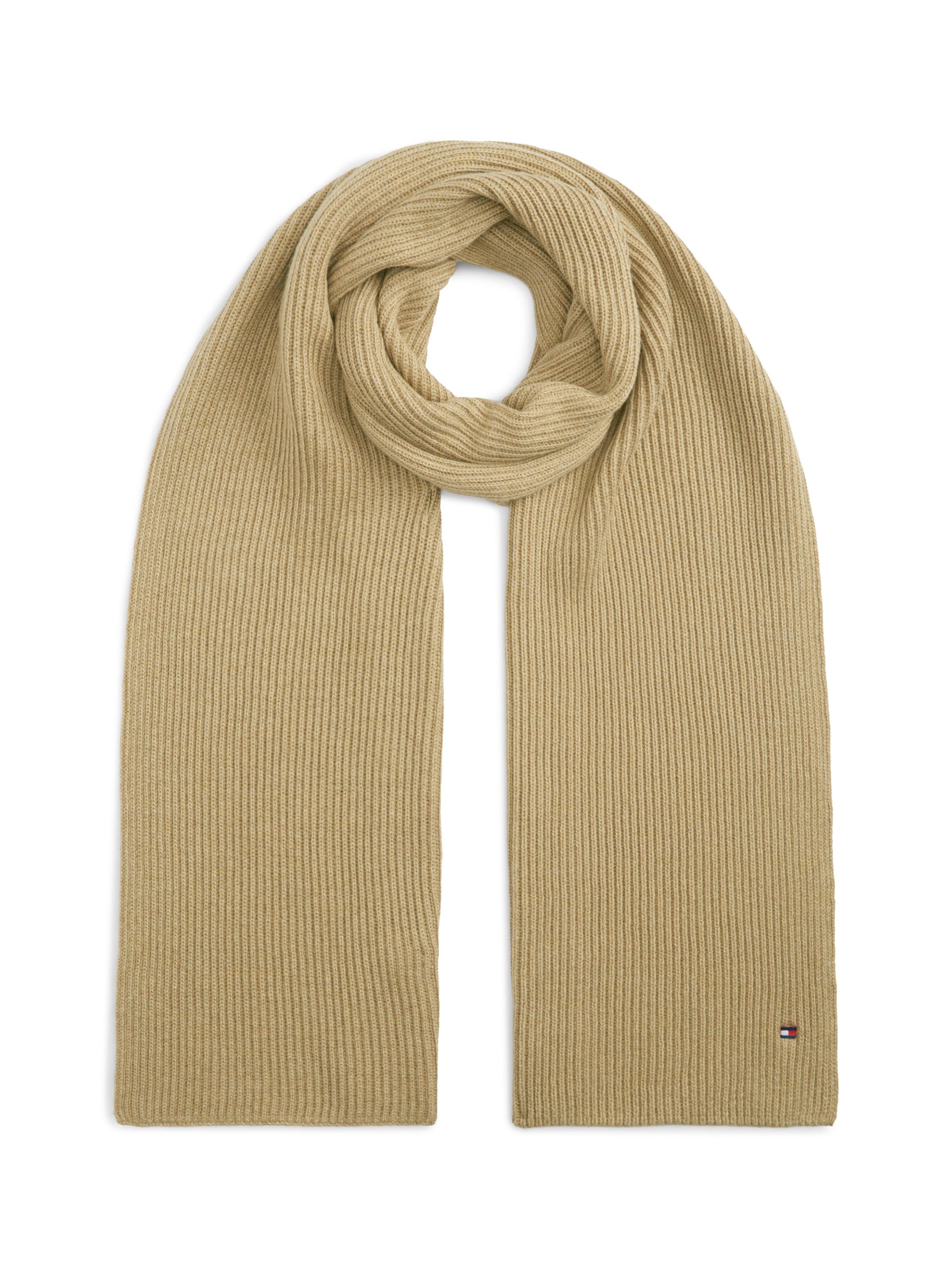 Tommy Hilfiger Strickschal TH FLAG PIMA COTTON CASH SCARF, mit Logostickerei, mit Kaschmiranteil Unisex