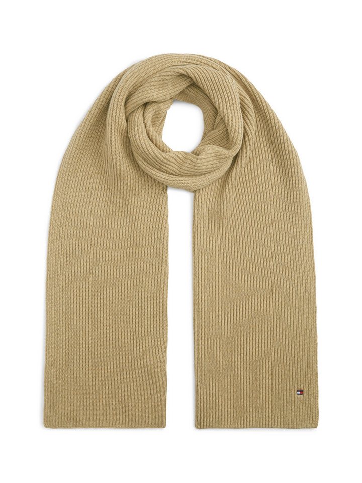 Tommy Hilfiger Strickschal TH FLAG PIMA COTTON CASH SCARF, mit Logostickerei, mit Kaschmiranteil Unisex