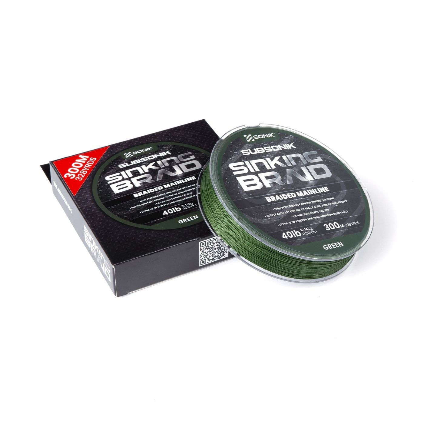 Sonik Angelschnur Sonik Subsonik Sinking Braid 40lb 0,20mm 18,14kg - 300m Angelschnur, (300-St)