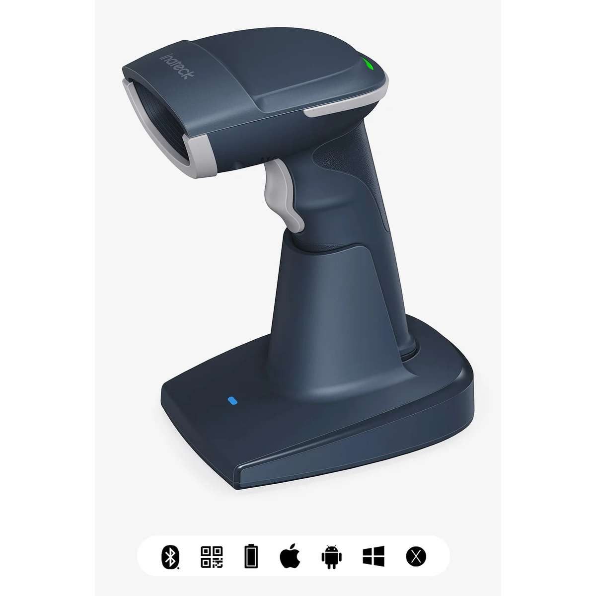 Inateck Inateck BCST-54 Tragbares Barcodelesegerät 1D/2D CMOS Blau, Grau Handscanner