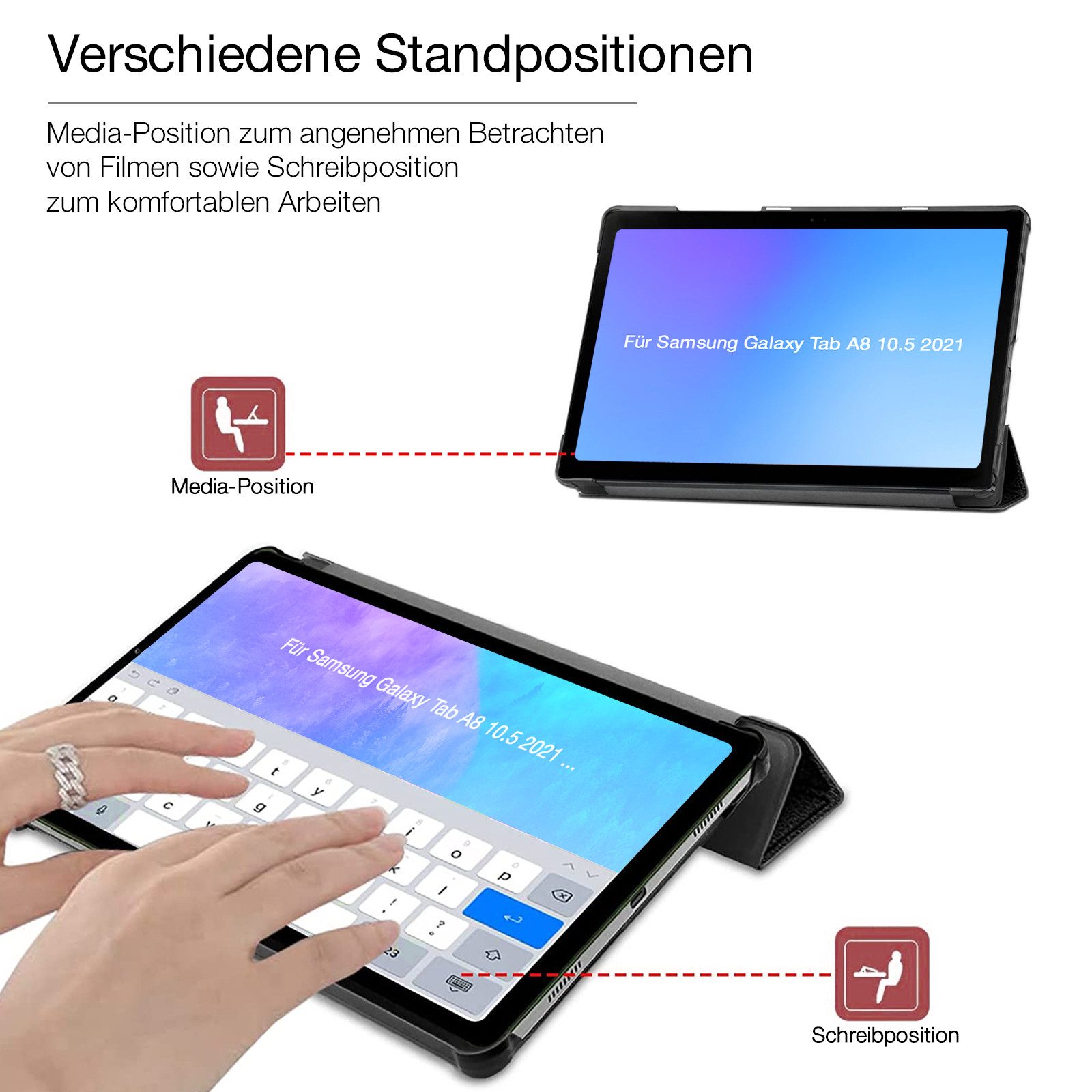 Tec-Expert Tablet-Hülle Tablet Cover Hülle für Samsung Galaxy Tab A8 10,5 Zoll 2021 10.5 Zoll, 10.5, Schutzhülle Klapphülle Tasche Case – Bild 4 von 5