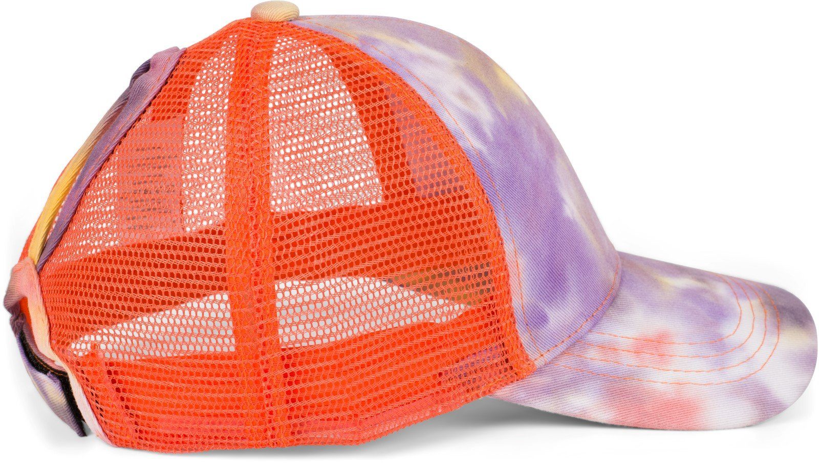 Ponytail Baseball Cap mit Batik Cap Mesh Violett-Rose-Orange (1-St) Einsatz styleBREAKER Baseball