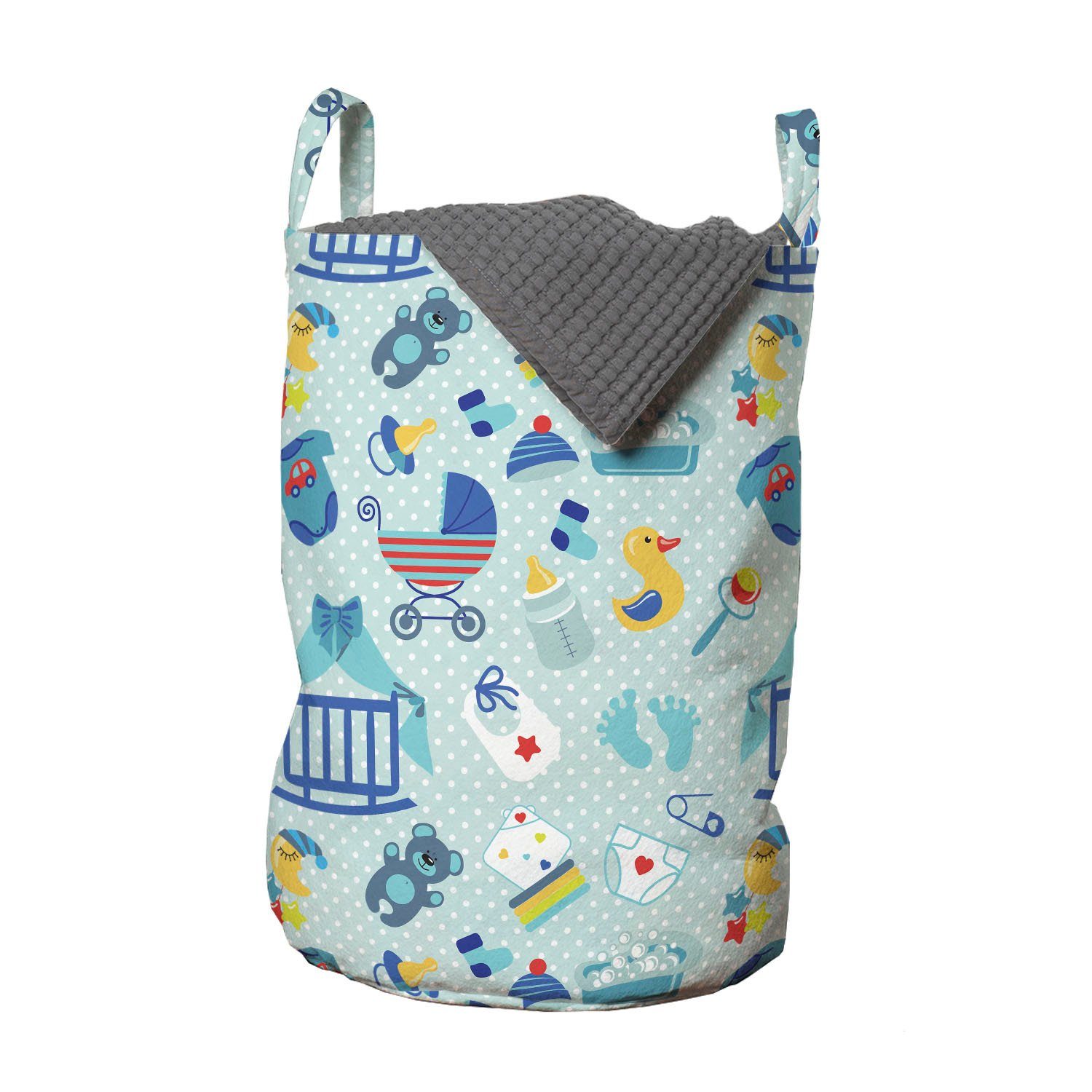 Abakuhaus Wäschesäckchen Wäschekorb mit Griffen Kordelzugverschluss für Waschsalons, Baby Crestcent Mond mit Sternen