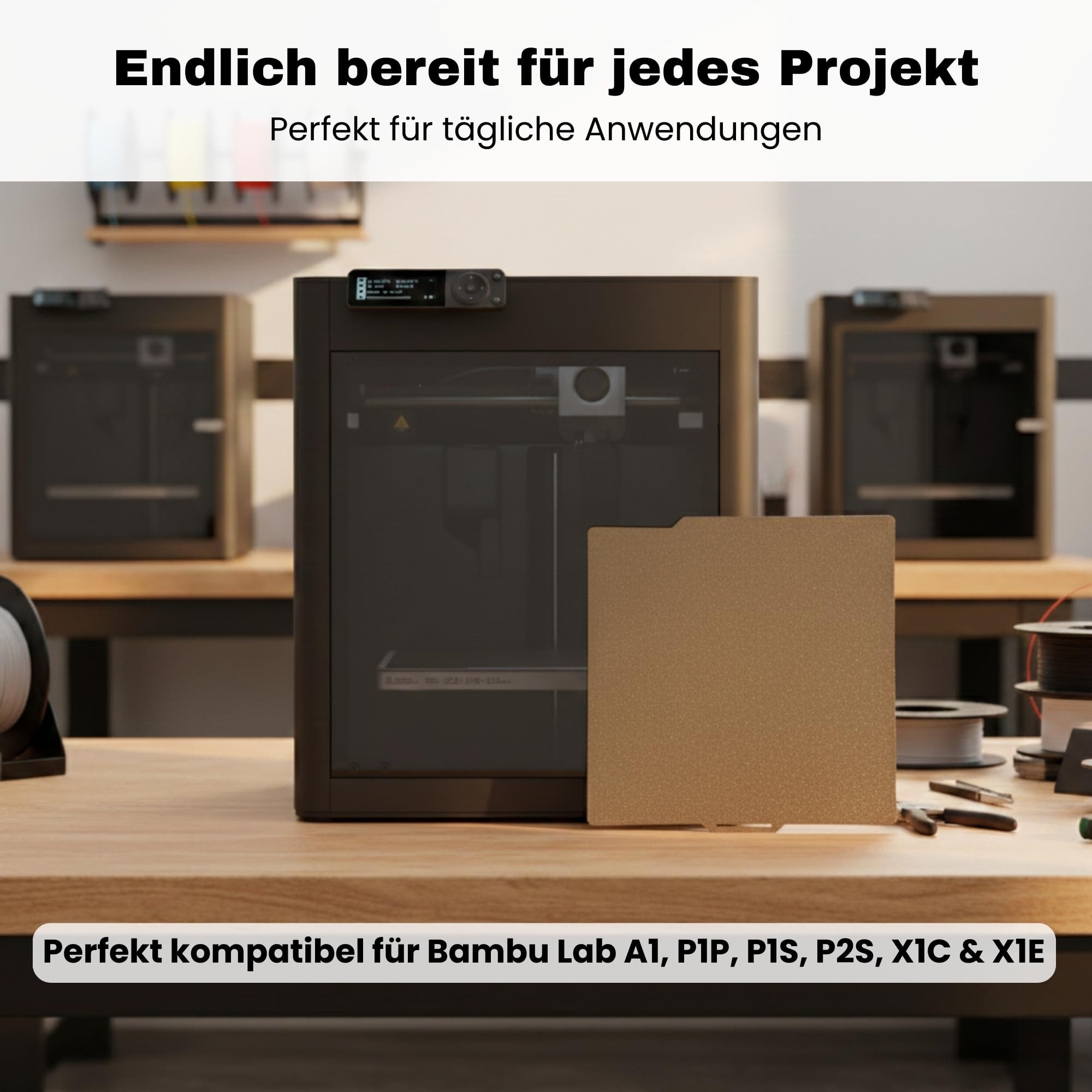 TronicXL 3D-Drucker 2X passend für Bambulab Druckplatte 3D Drucker Zubehör P1S P2S A1 PEI, für Bambu Lab PEI Platte