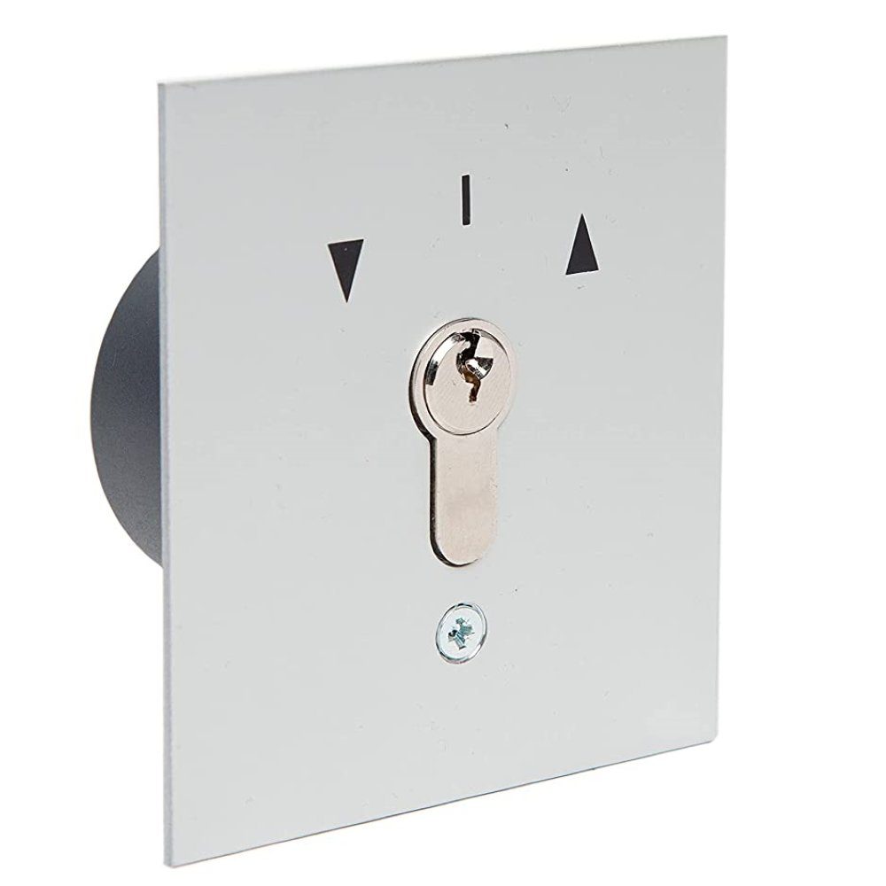 geba Schalter Unterputz Alu Schlüsselschalter Taster Tür Tor Garagentor IP54 (1-St), Einbruchhemmend